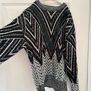 Monochrome Chevron Knit  Grandpa Sweater